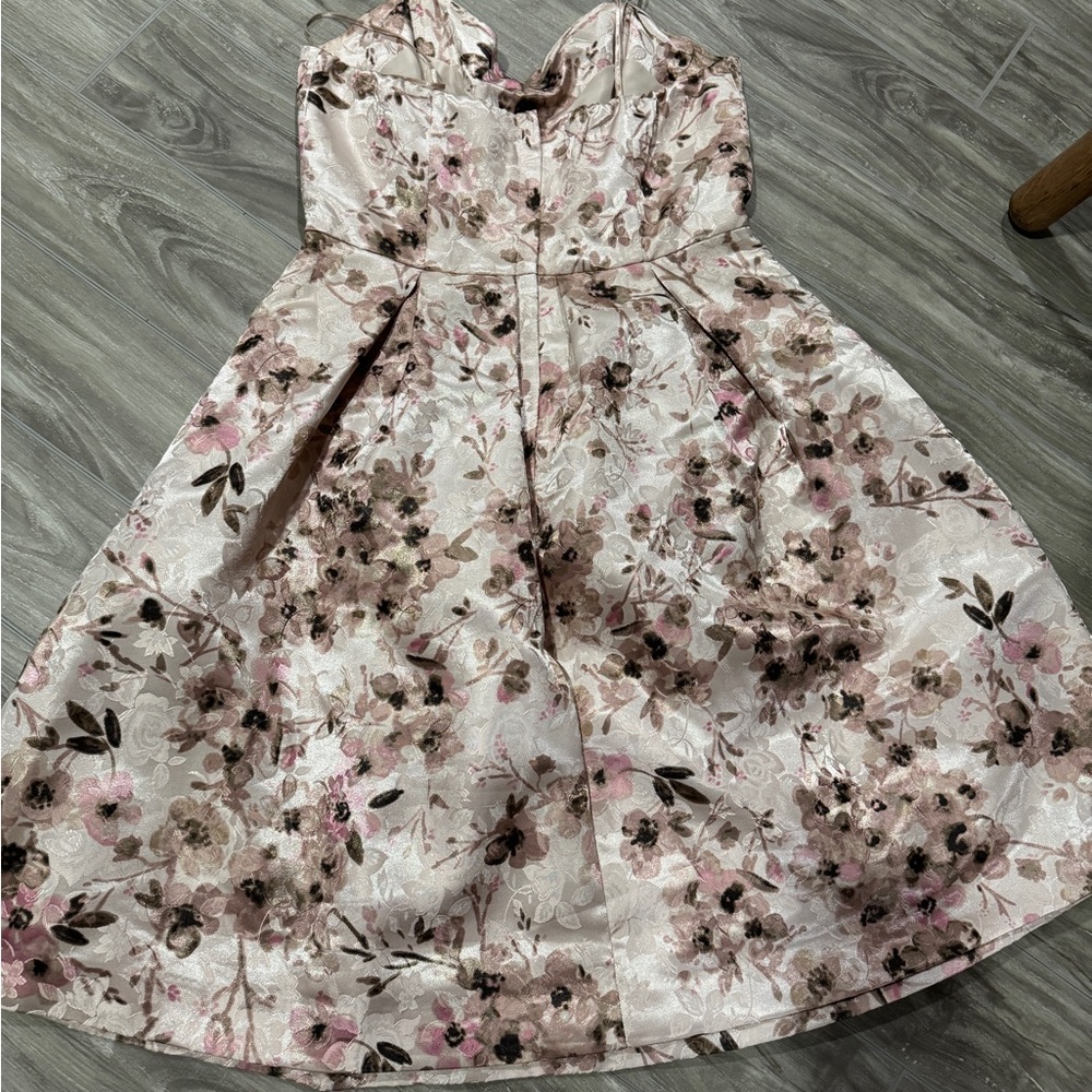 LC Lauren Conrad Runway Elegant Cream Floral Strapless Dress - Picture 7 of 9